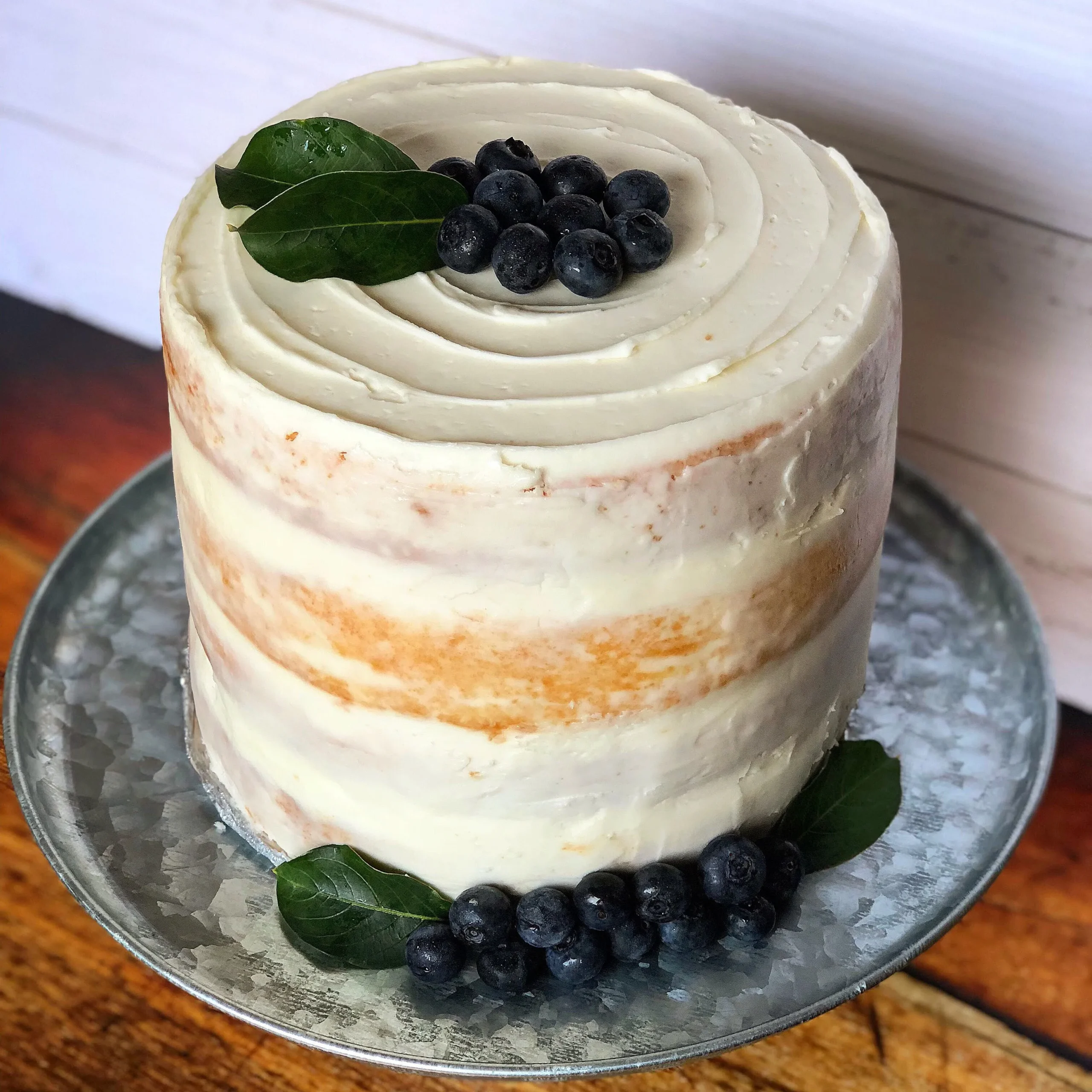 White Almond Sour Cream Wedding Cake