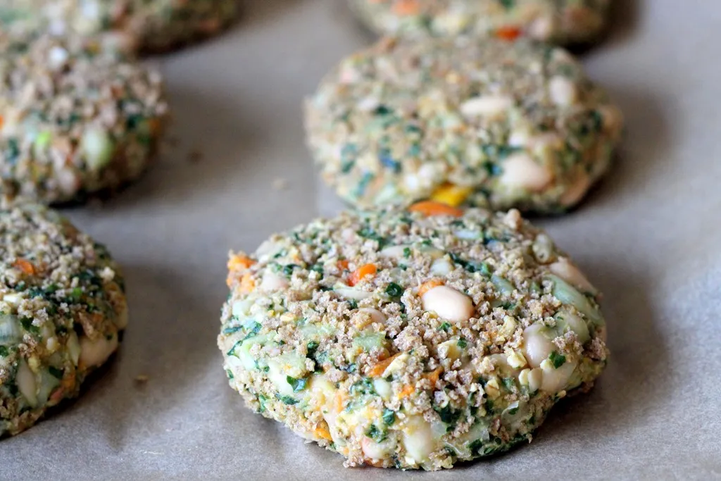 White Bean Kale and Sweet Potato Veggie Burgers