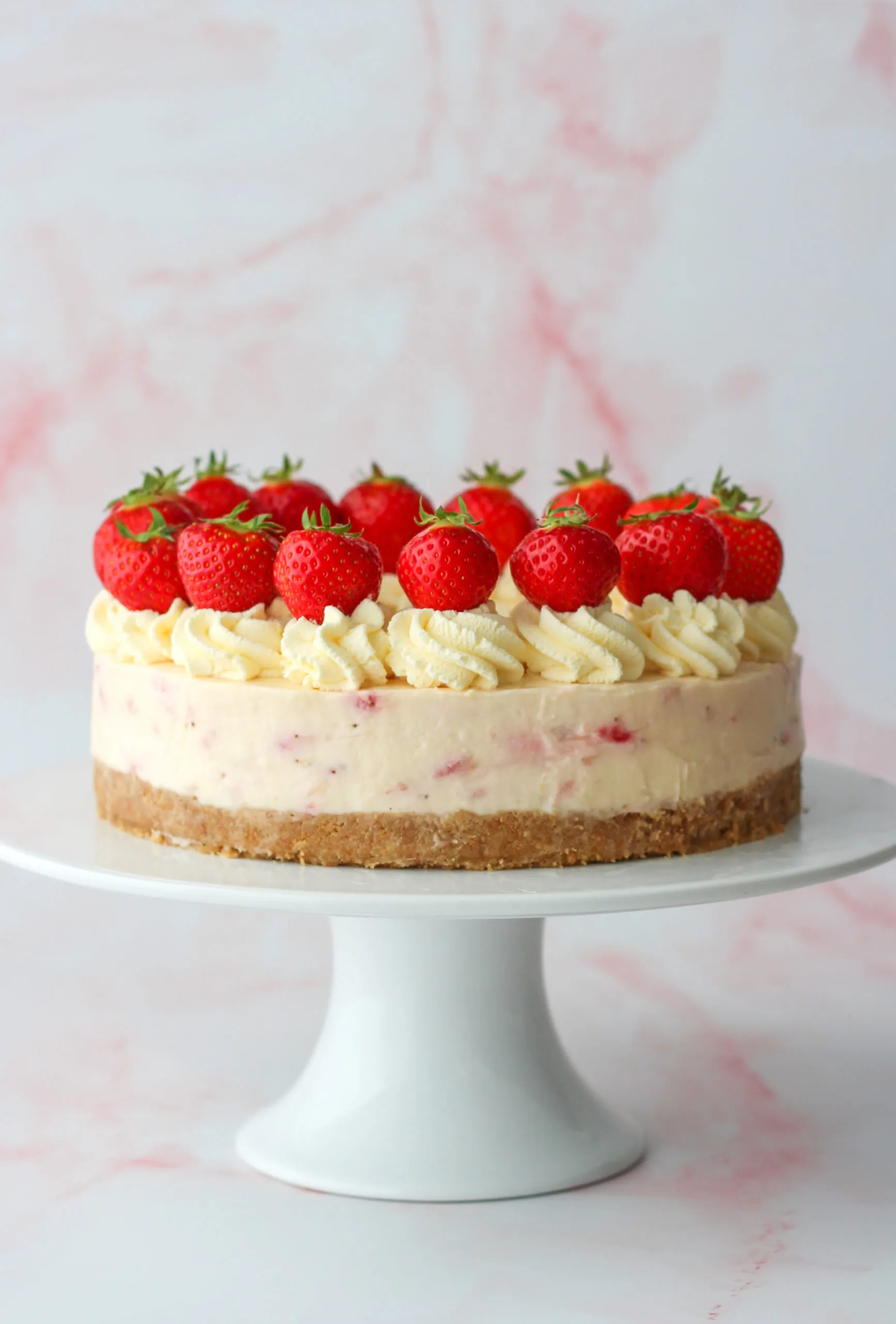 White Chocolate Cheesecake Squares with Strawberry Glaze