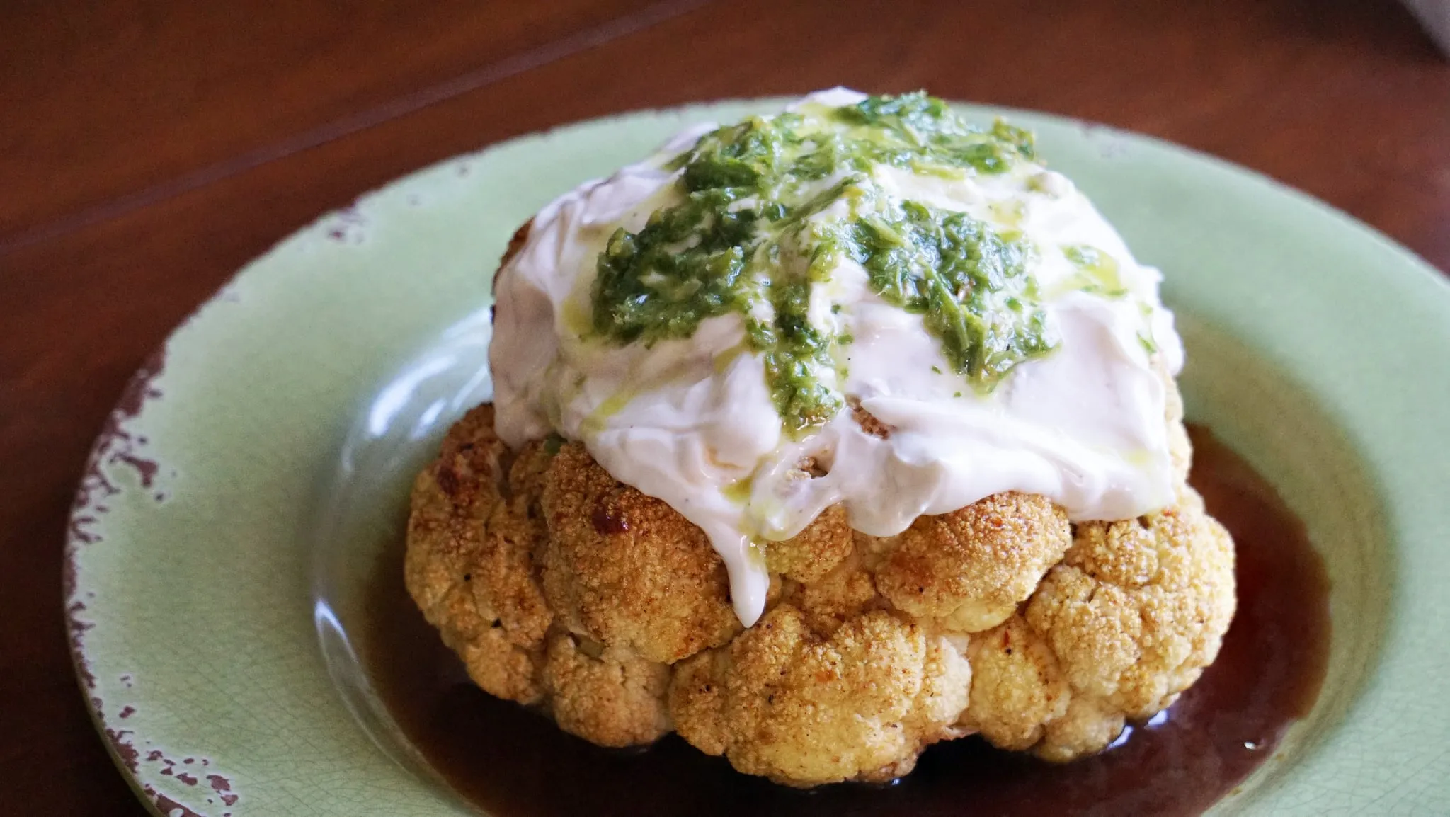 Whole Roasted Cauliflower with Lemony Whipped Feta