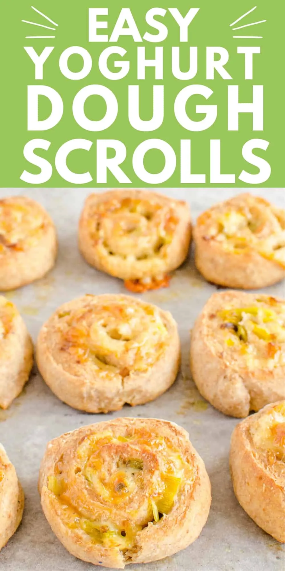 Wholemeal Yoghurt Dough Scrolls Cheese and Leek