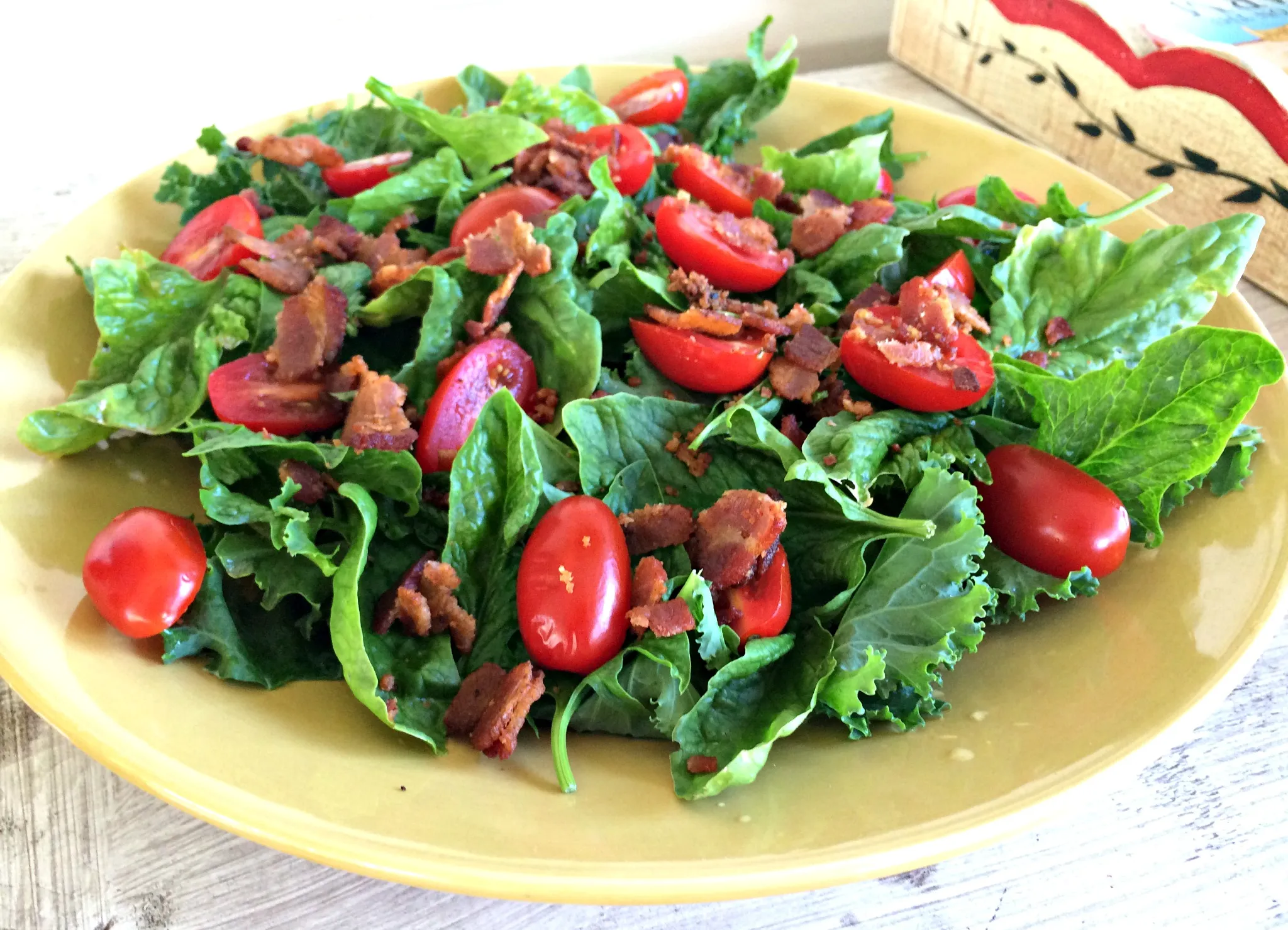 Wilted Mustard Greens Salad with Bacon