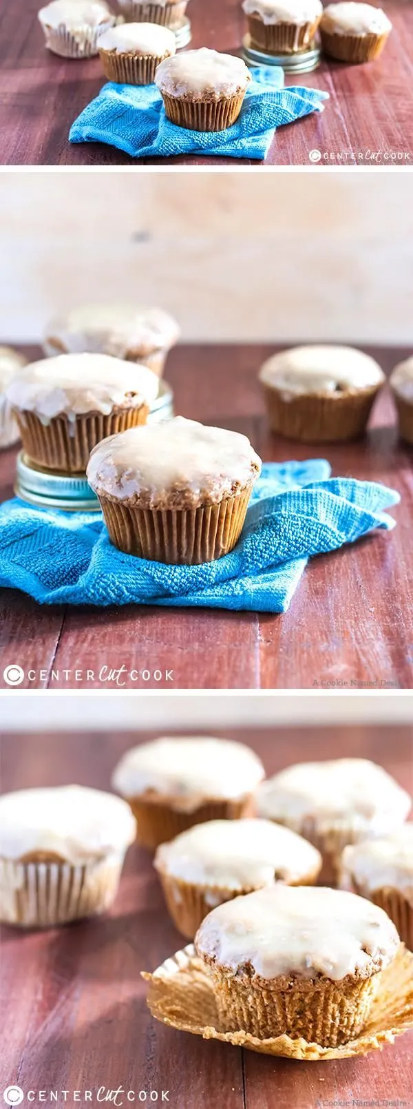 Zucchini Muffins with White Chocolate Peanut Butter Glaze