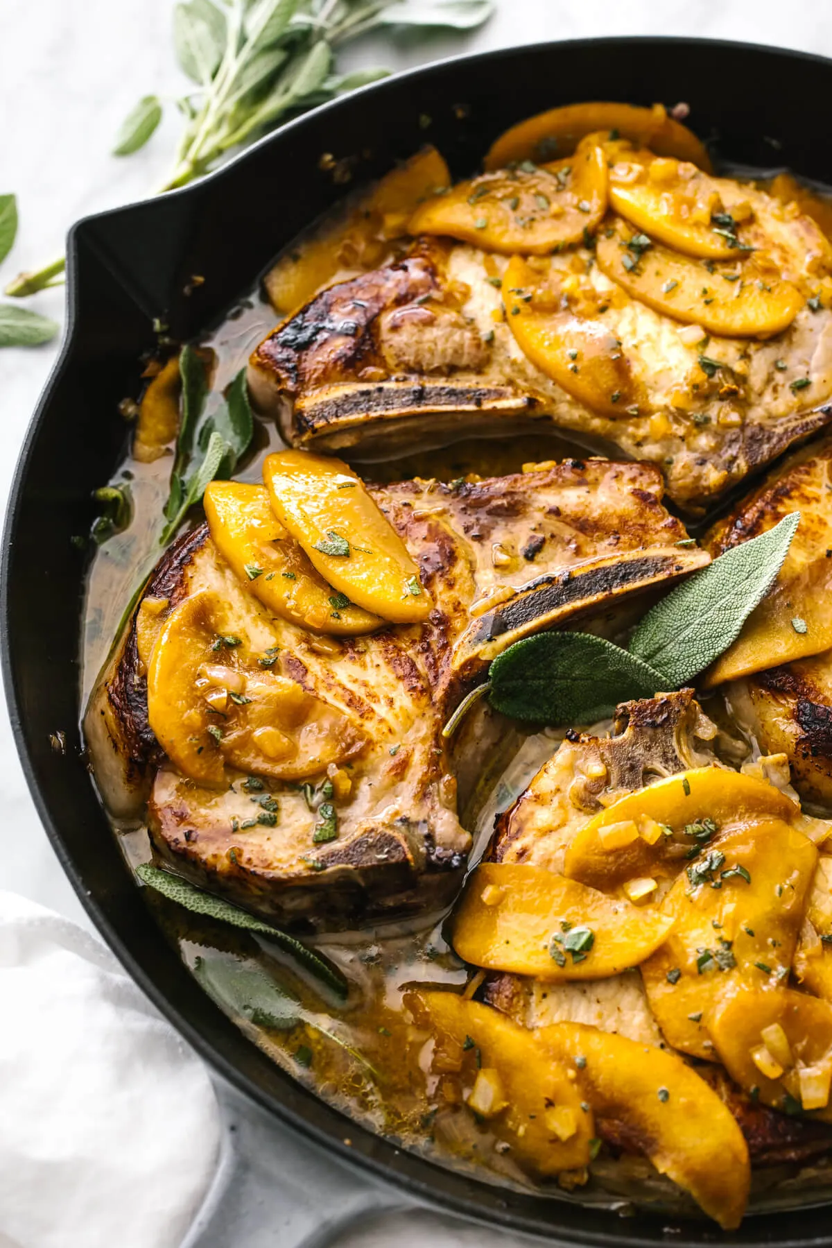 apple almond sage stuffed pork chops