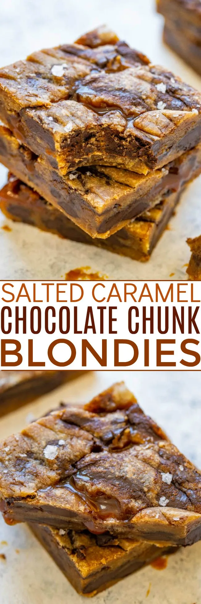 browned butter salted caramel chocolate chunk blondies
