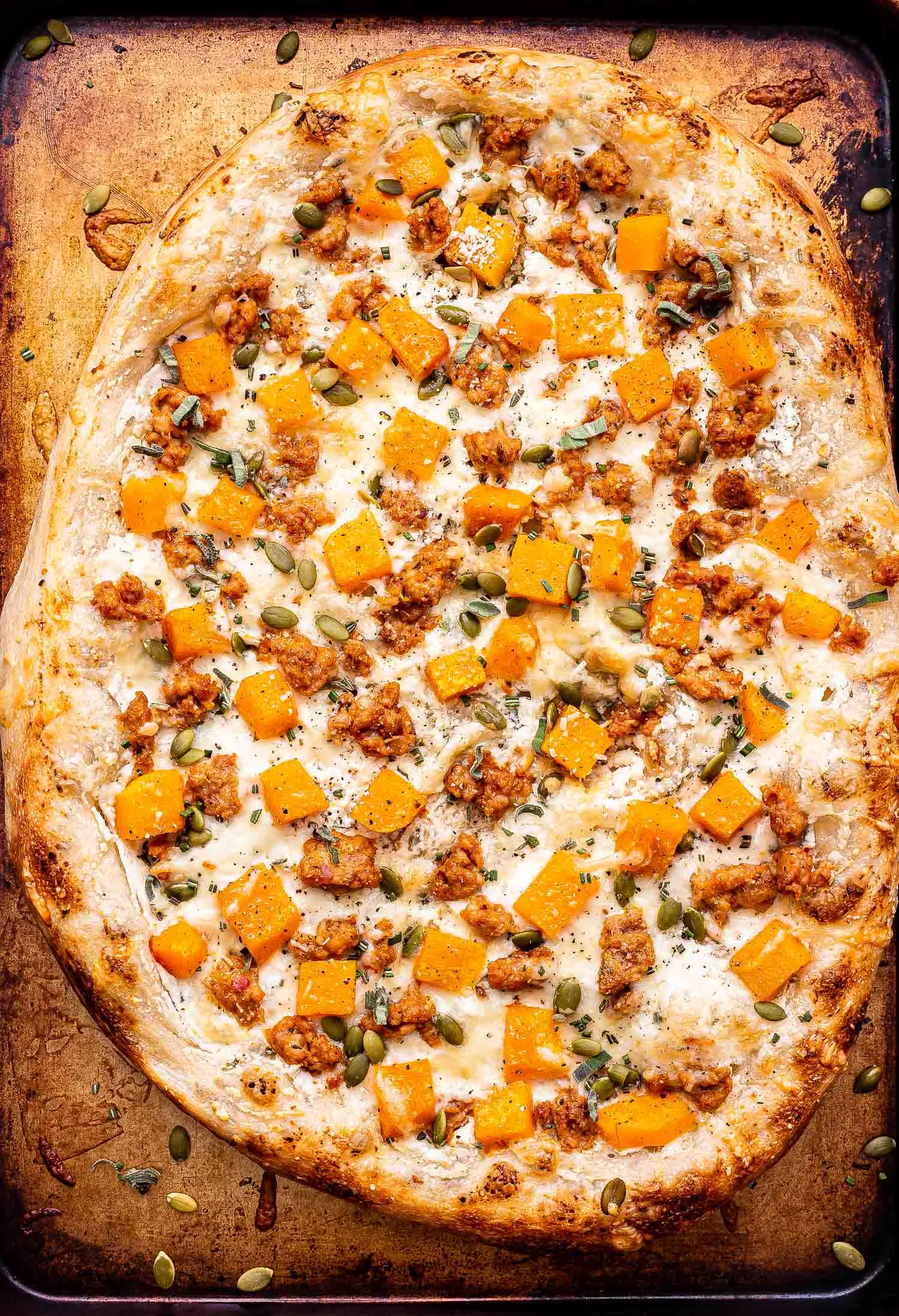 butternut squash and beet pizza with ricotta