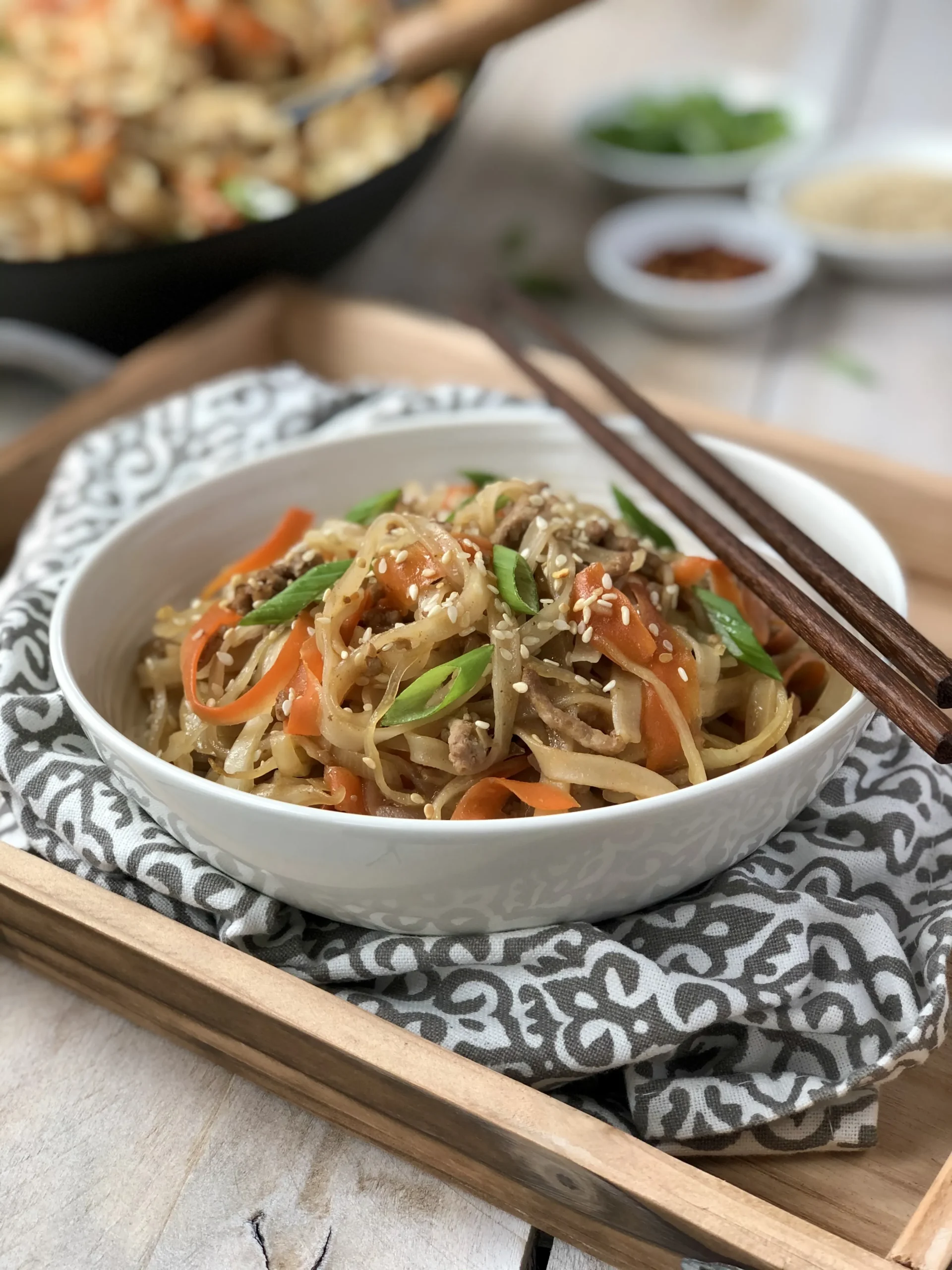 cold noodle pork bowls with almond sesame date sauce