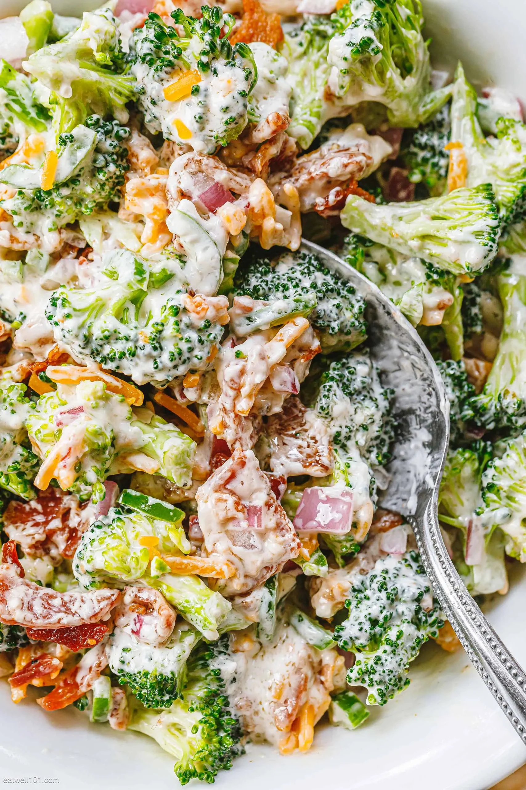 creamy broccoli bacon cheddar salad