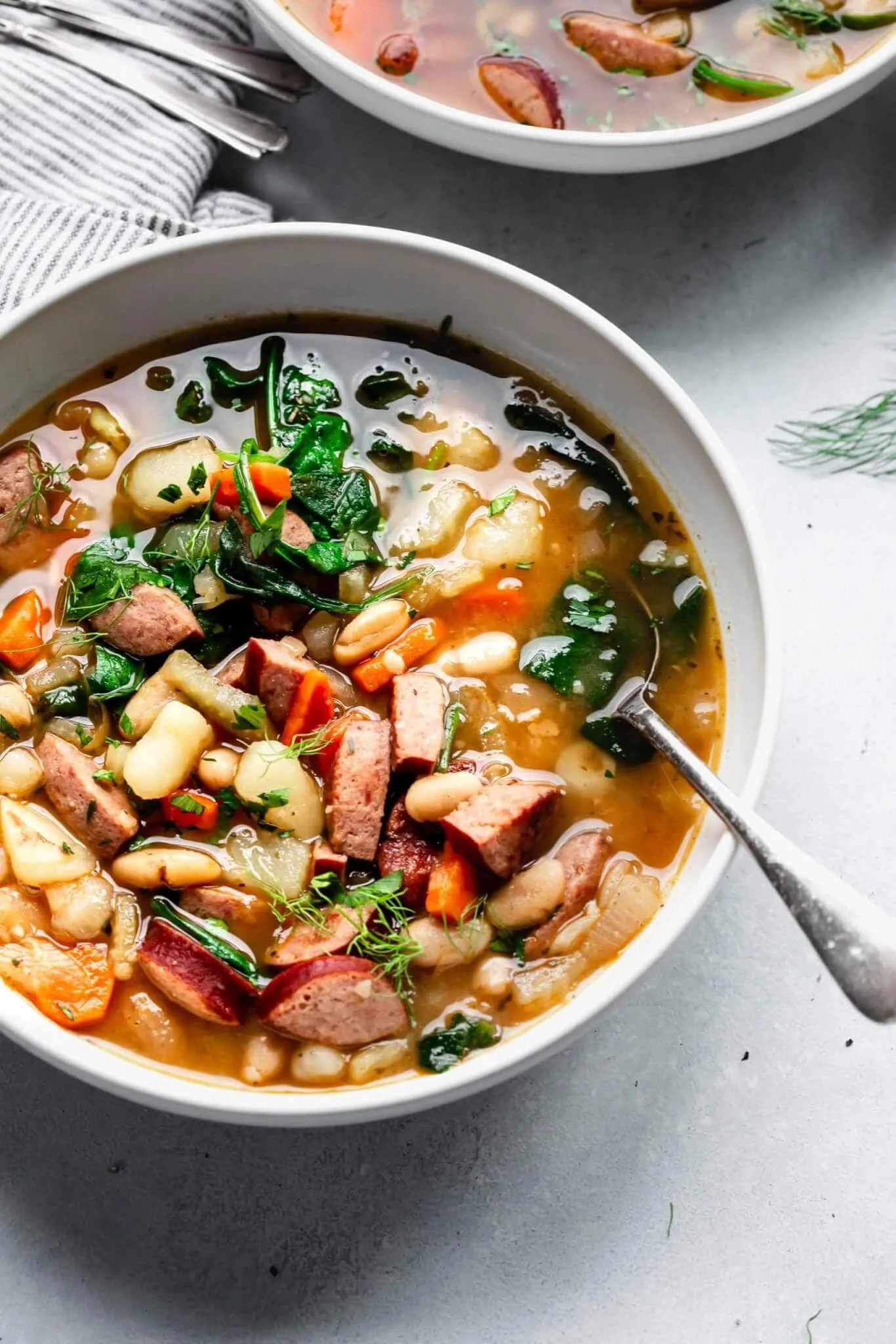 hearty bean kale kielbasa soup