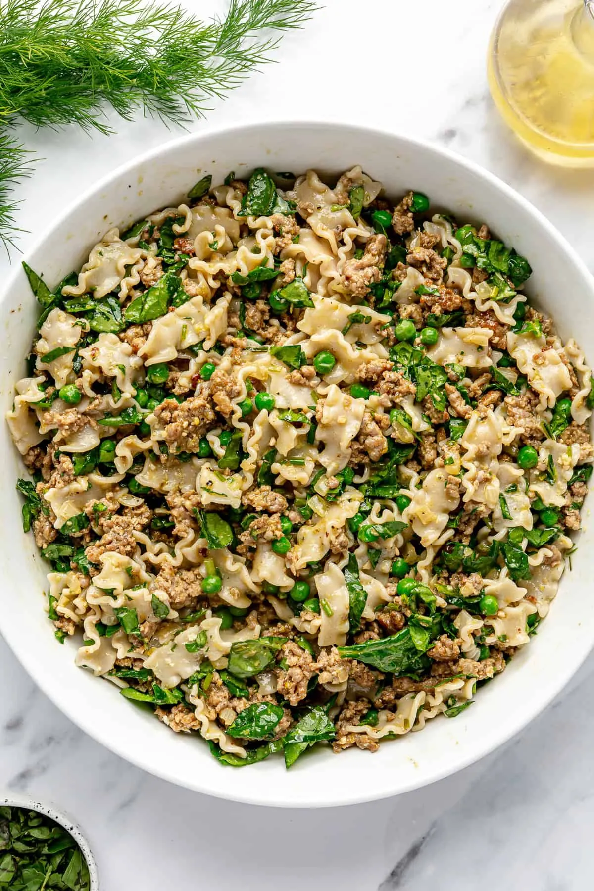 herby spring pasta salad with protein