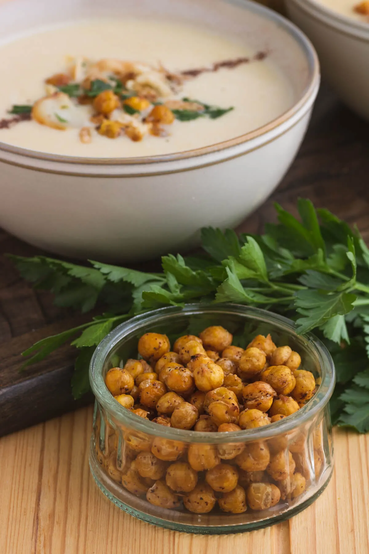 lemony roasted garlic chickpea soup