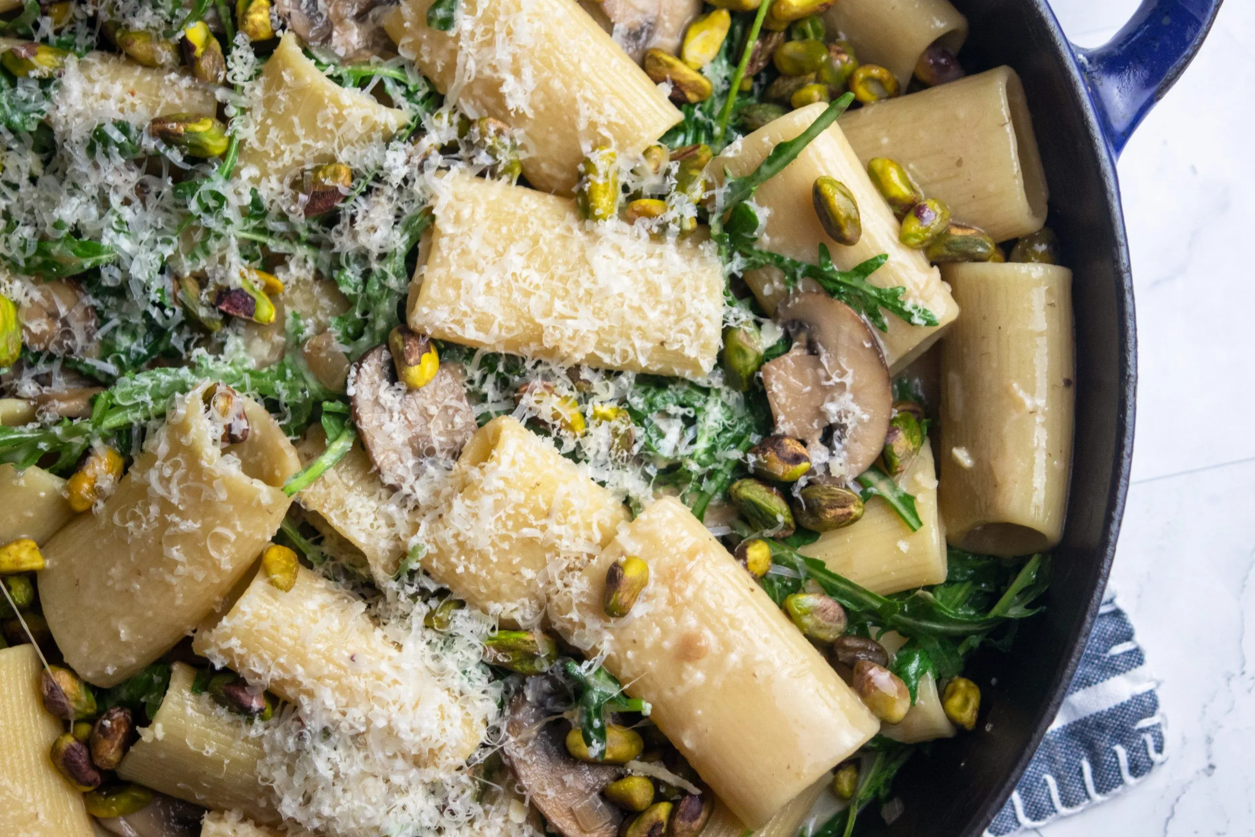 paccheri with mushrooms and pistachios