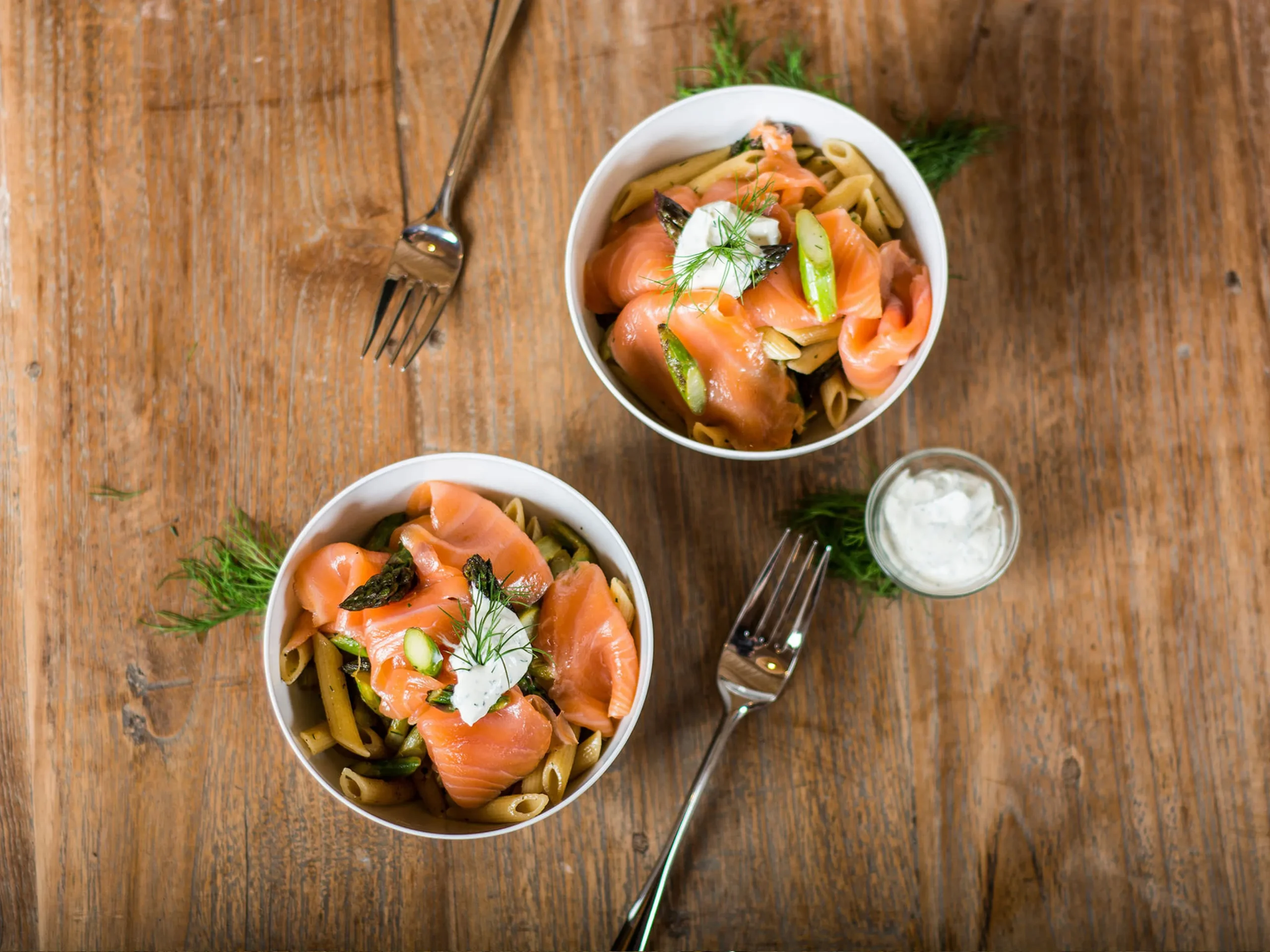 penne with grilled salmon asparagus and lemon butter