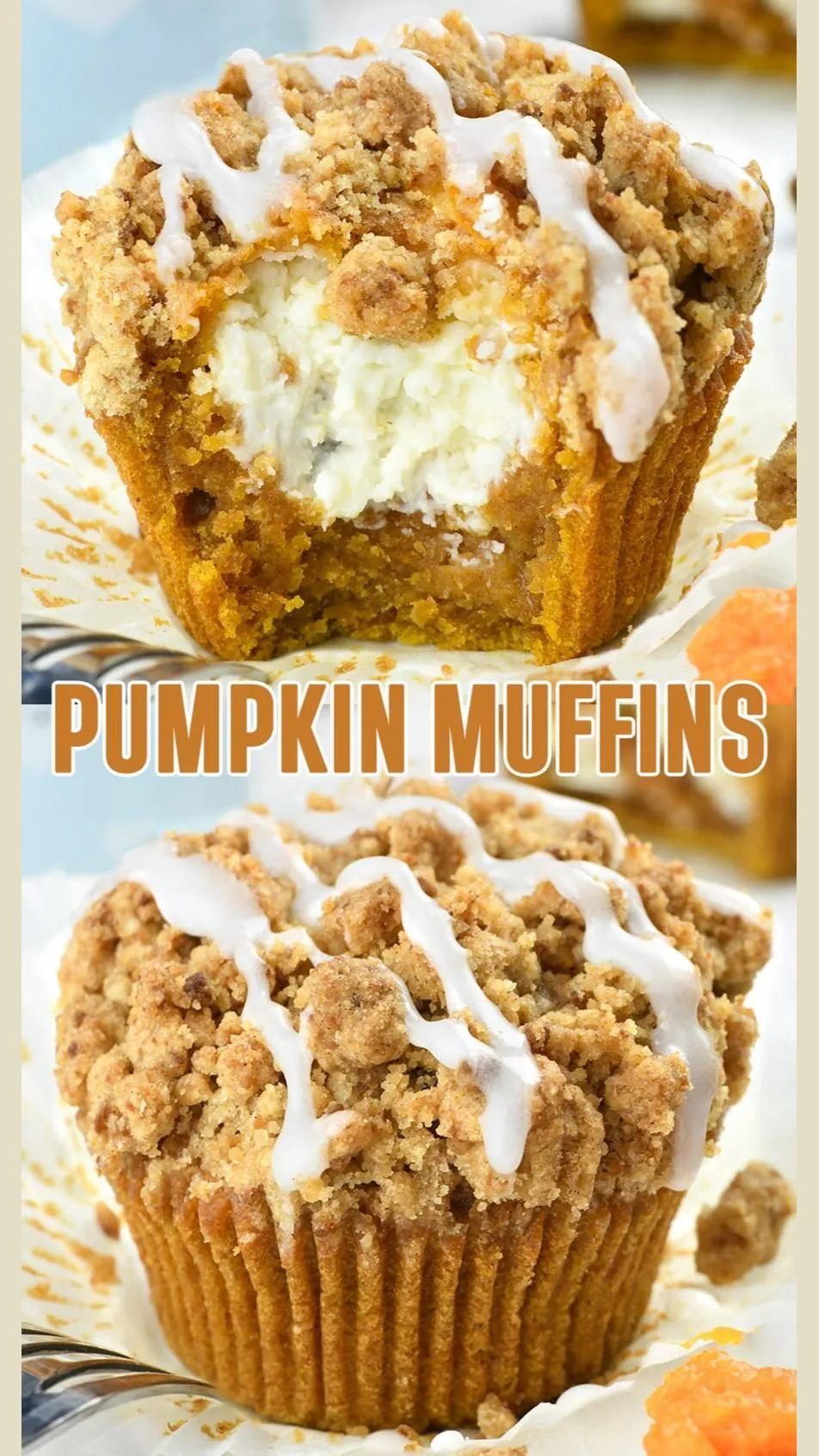 spiced pumpkin n cream cheese streusel topped muffins