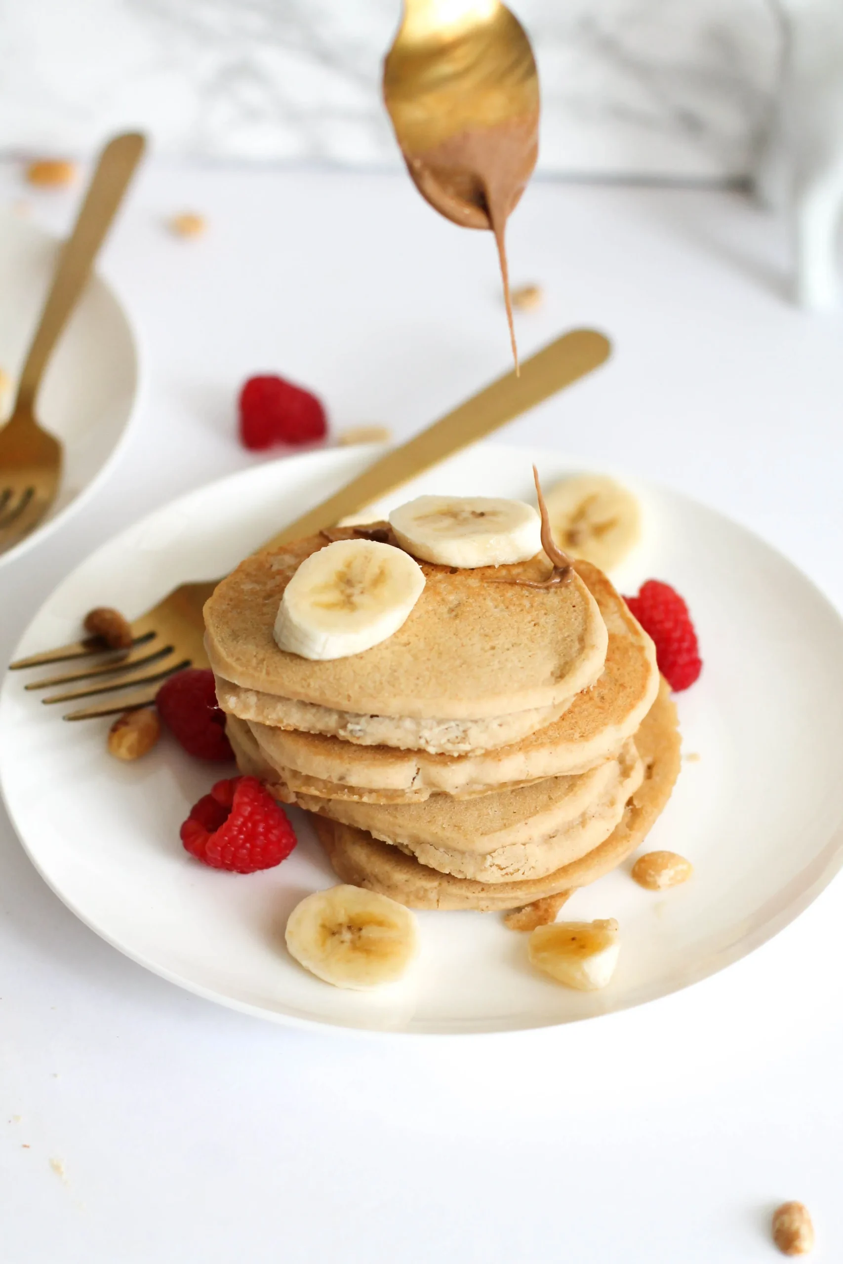 sweet vegan pancakes with peanut butter and figs
