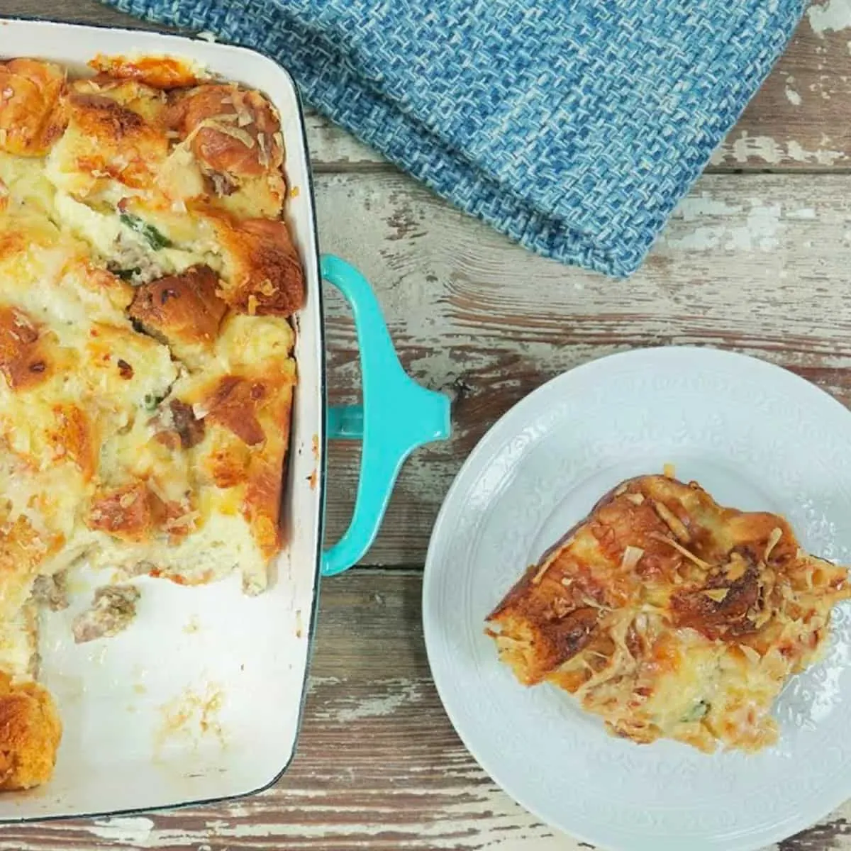 vegan cheesy croissant casserole