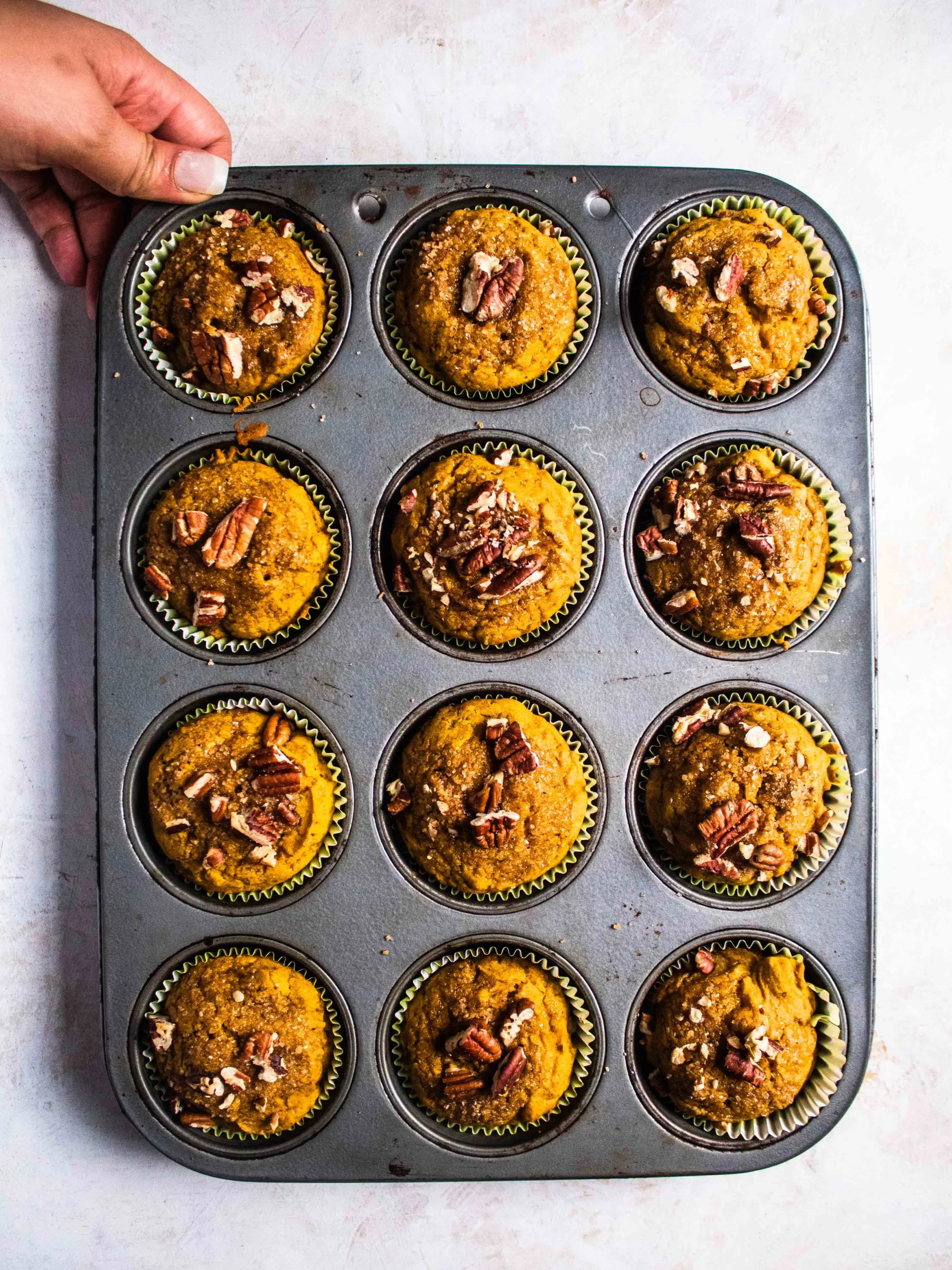 vegan pumpkin pecan muffins