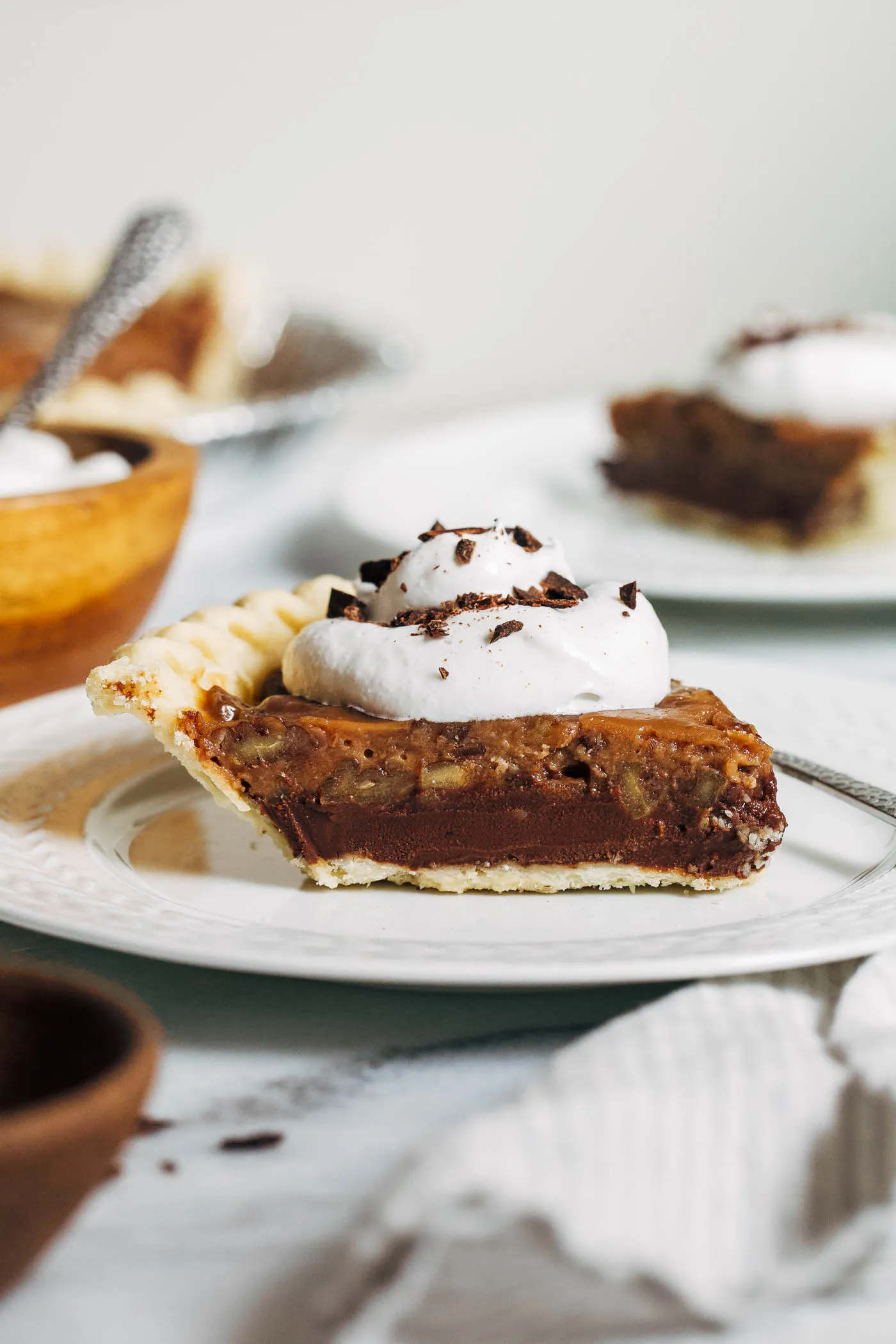 vegan salted chocolate pecan pie