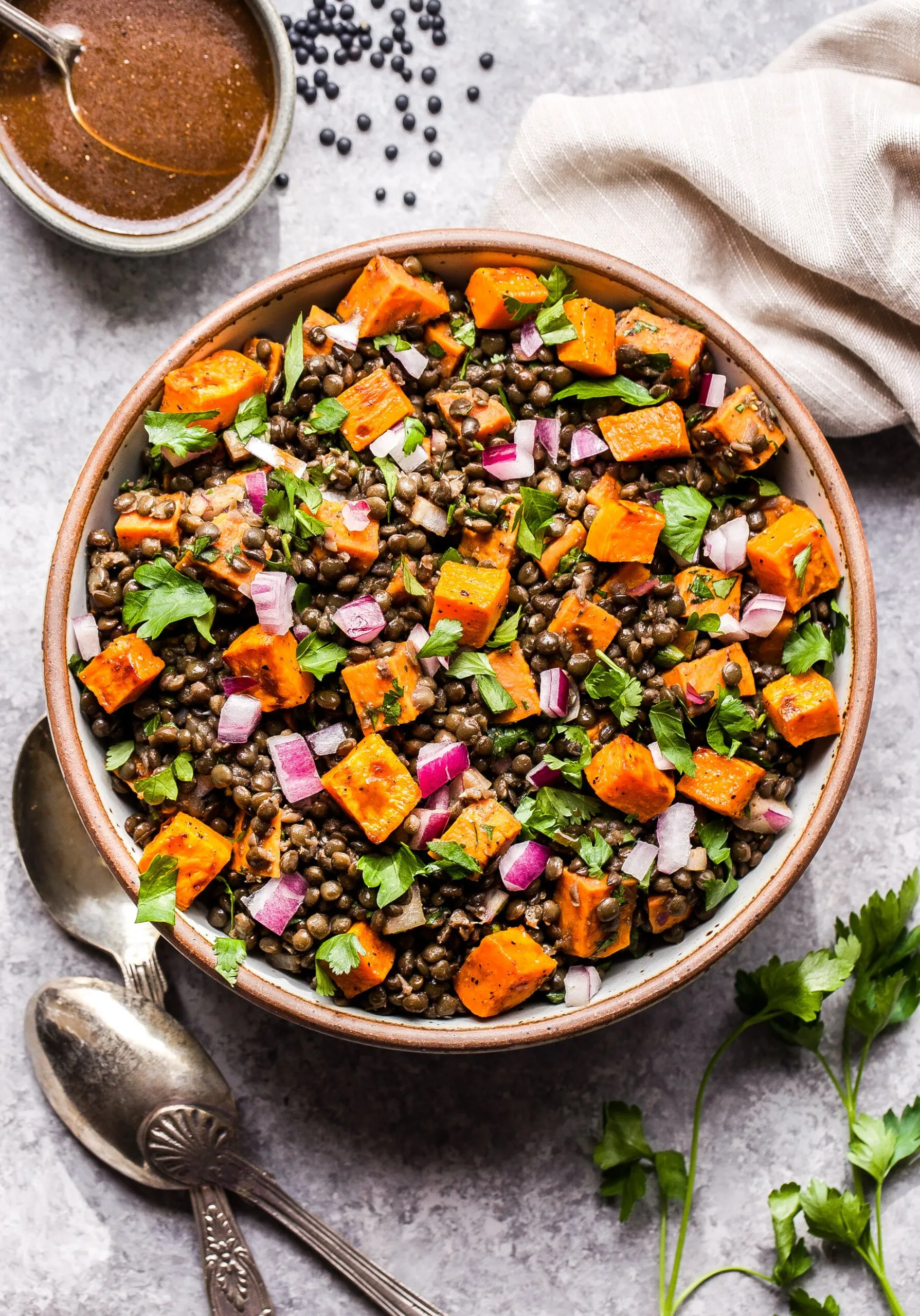 warm lentil and sweet potato salad