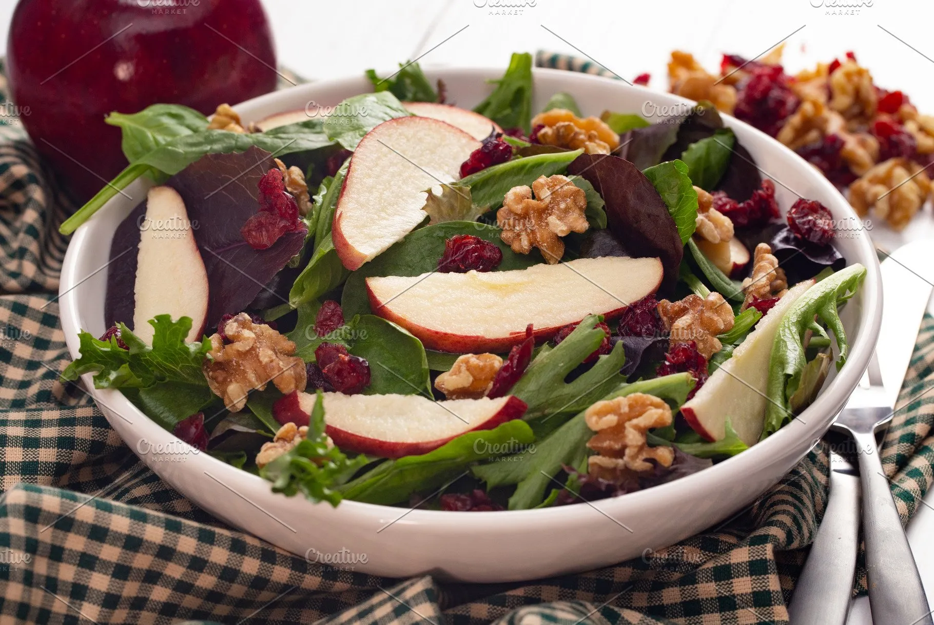 winter greens with cranberry port vinaigrette